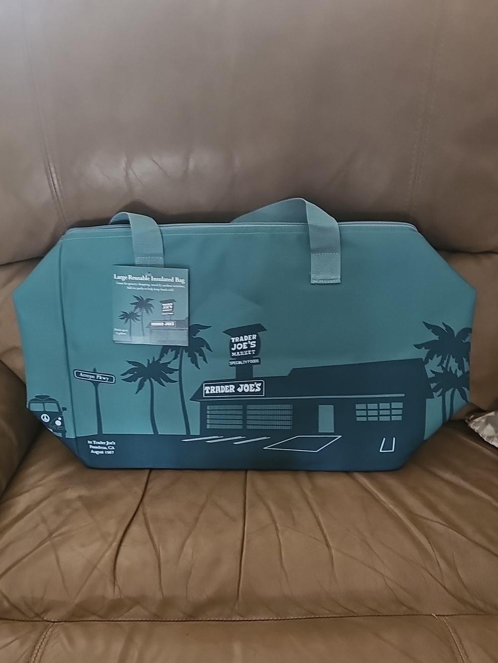 Large Trader Joe's Green Reusable Insulated Tote Bag